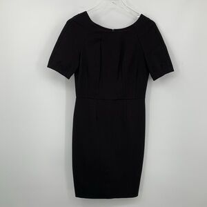 Brooks Brothers ponte knit shift dress black short sleeve career LBD stretch 4